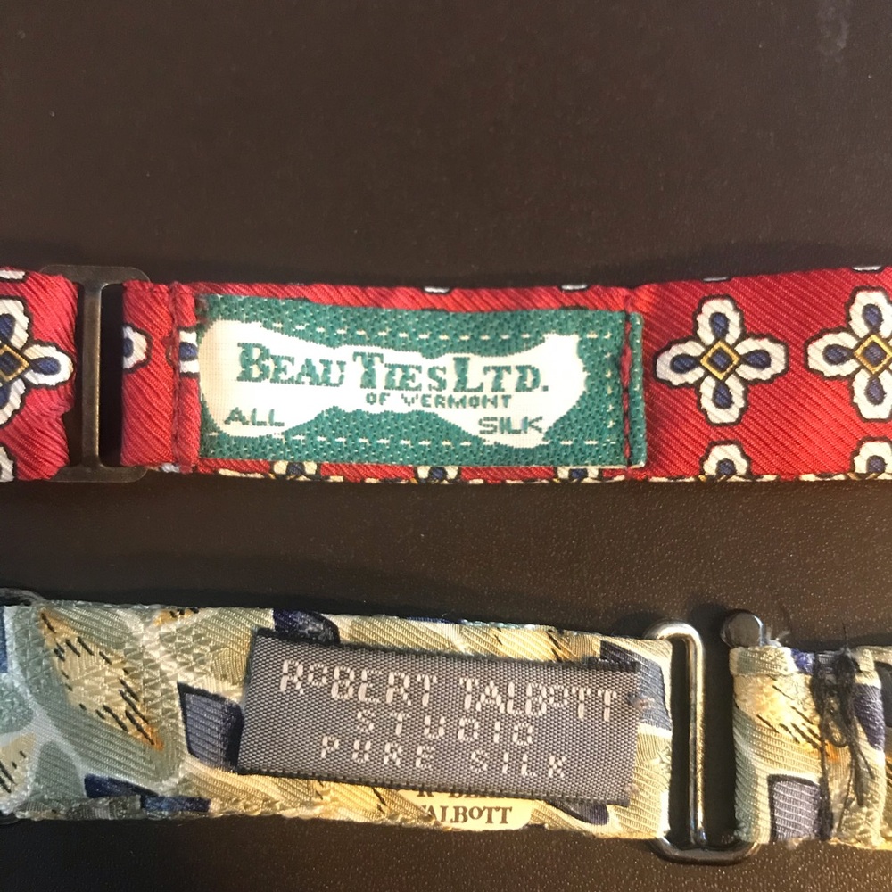 Two 100% silk bow ties